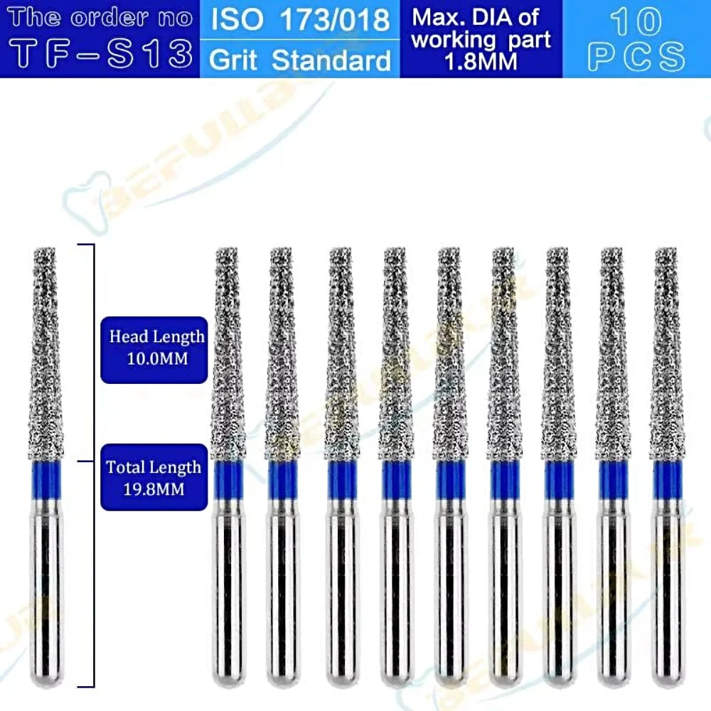 TF ( Taper Flat End ) Type 10PCS Dental Diamond Burs