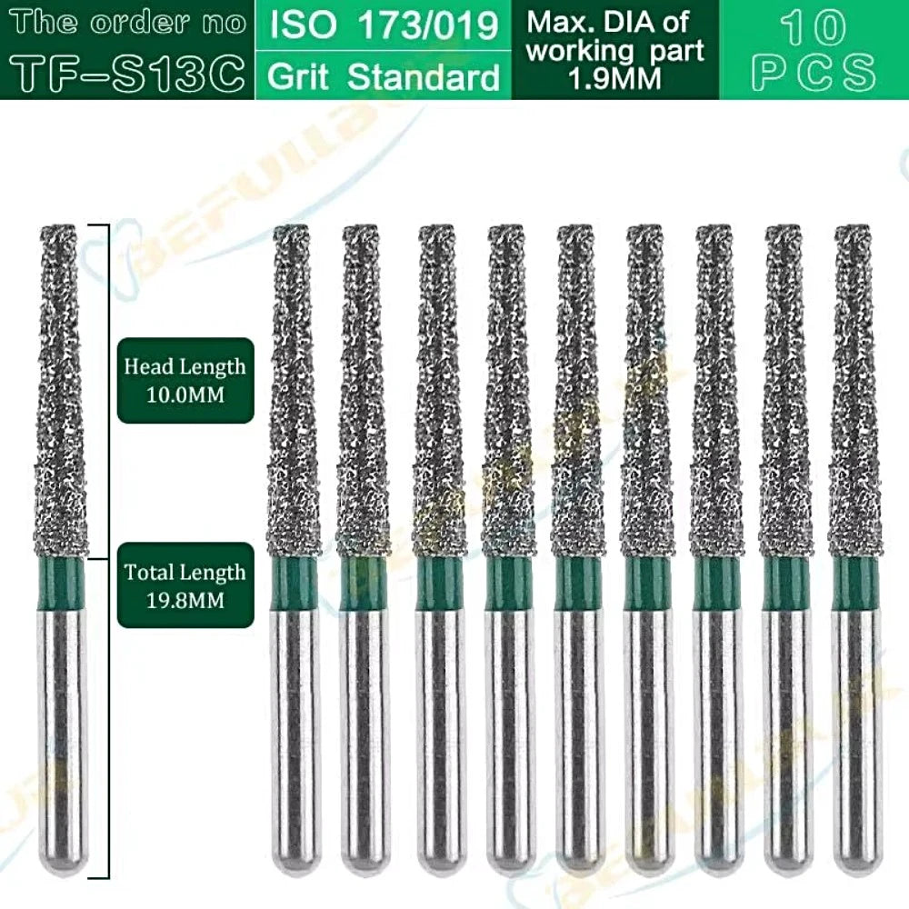 TF-C & EF ( Taper Flat End ) Type 10PCS Dental Diamond Burs