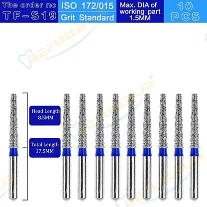 TF ( Taper Flat End ) Type 10PCS Dental Diamond Burs