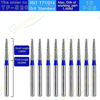 TF ( Taper Flat End ) Type 10PCS Dental Diamond Burs