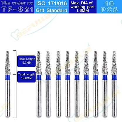 TF ( Taper Flat End ) Type 10PCS Dental Diamond Burs