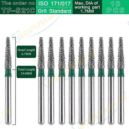 TF-C & EF ( Taper Flat End ) Type 10PCS Dental Diamond Burs
