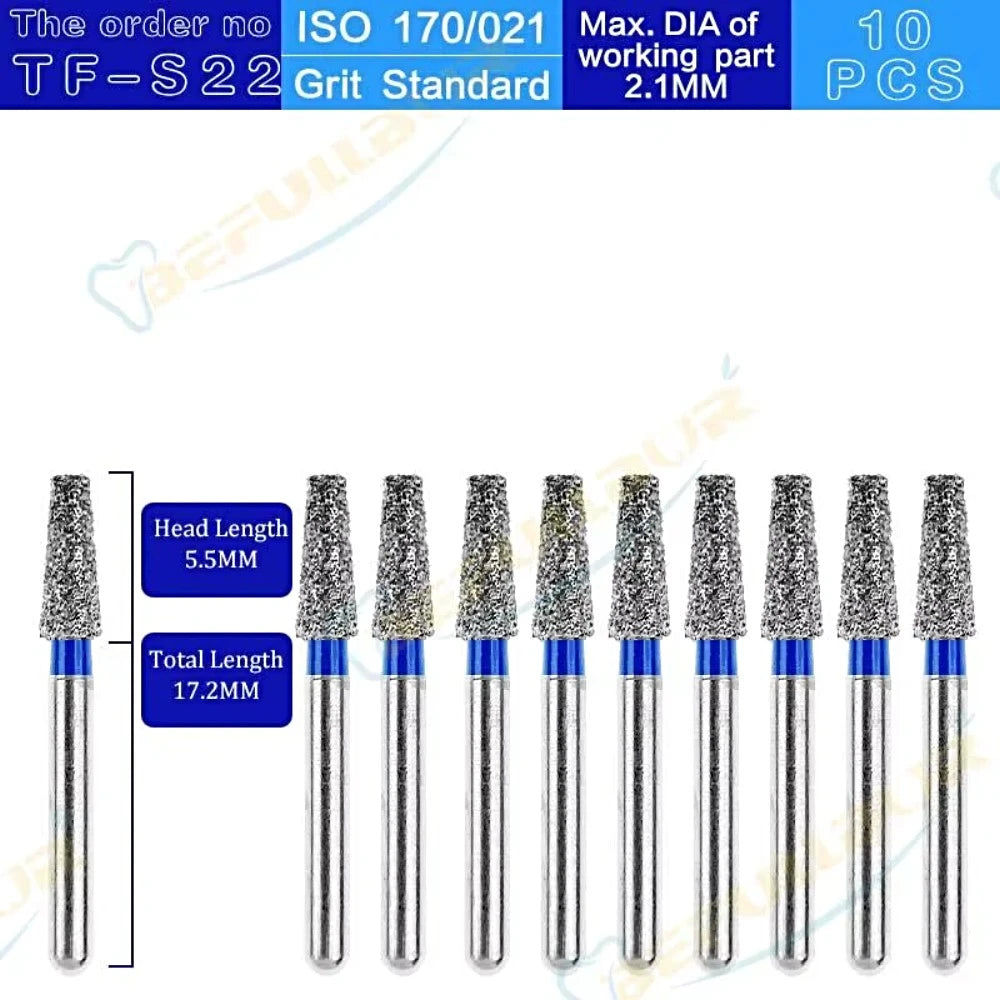TF ( Taper Flat End ) Type 10PCS Dental Diamond Burs