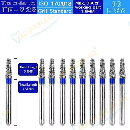 TF ( Taper Flat End ) Type 10PCS Dental Diamond Burs