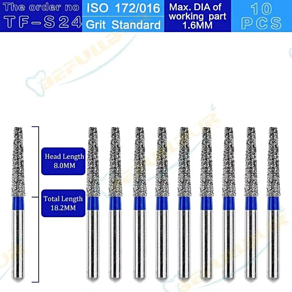 TF ( Taper Flat End ) Type 10PCS Dental Diamond Burs