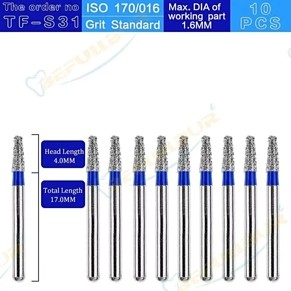 TF ( Taper Flat End ) Type 10PCS Dental Diamond Burs