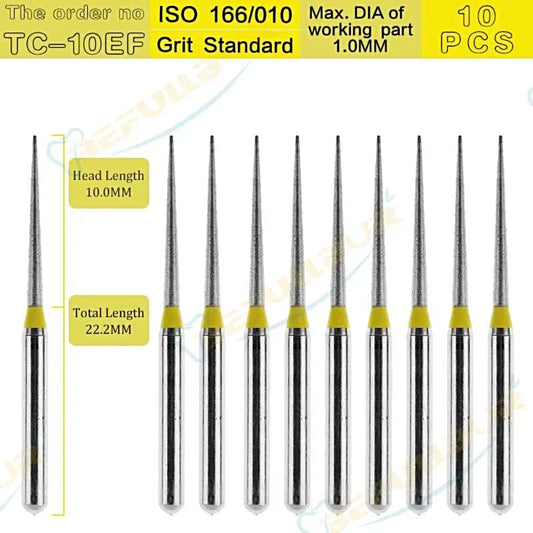 TC-EF ( Taper Conical End ) Type 10PCS Dental Diamond Burs