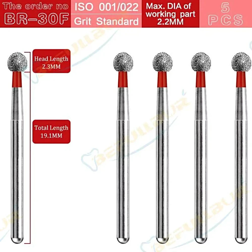 BR C & F ( Ball Round ) Type 5PCS Dental Diamond Burs