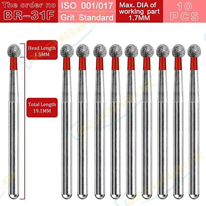 BR ( Ball Round ) Type 10PCS Dental Diamond Burs