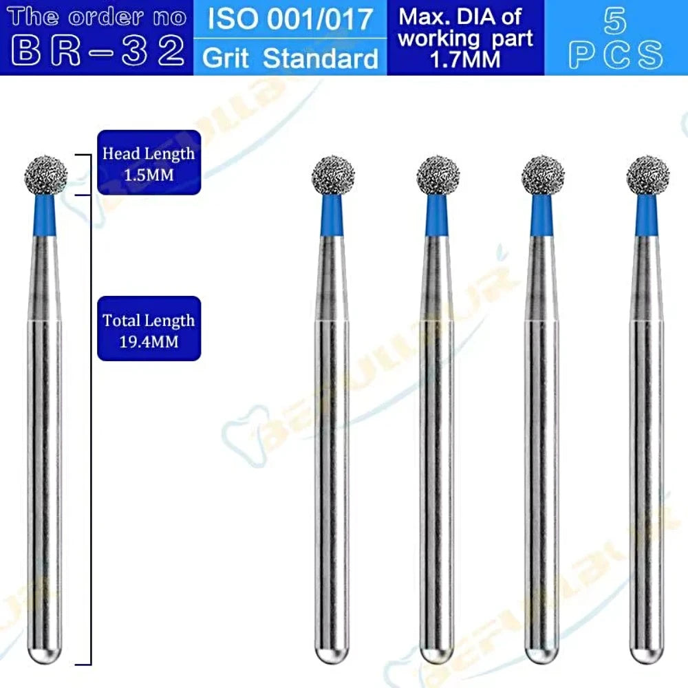 BR ( Ball Round ) Type 5PCS Dental Diamond Burs
