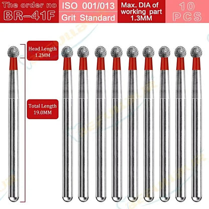 BR ( Ball Round ) Type 10PCS Dental Diamond Burs