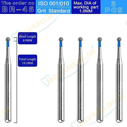 BR ( Ball Round ) Type 5PCS Dental Diamond Burs