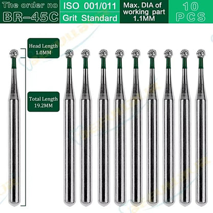 BR ( Ball Round ) Type 10PCS Dental Diamond Burs