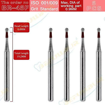 BR C & F ( Ball Round ) Type 5PCS Dental Diamond Burs