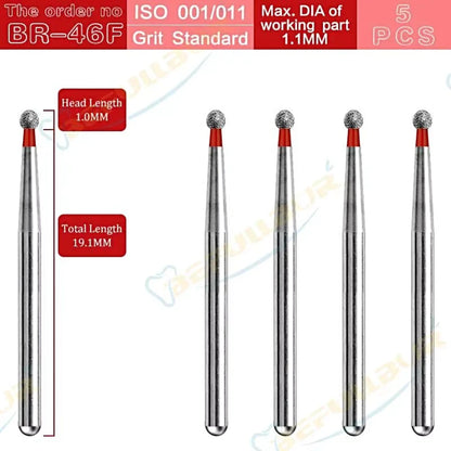 BR C & F ( Ball Round ) Type 5PCS Dental Diamond Burs