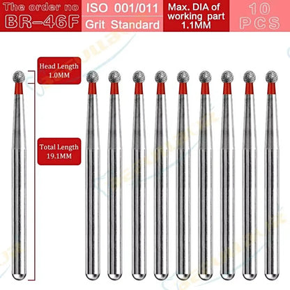 BR ( Ball Round ) Type 10PCS Dental Diamond Burs