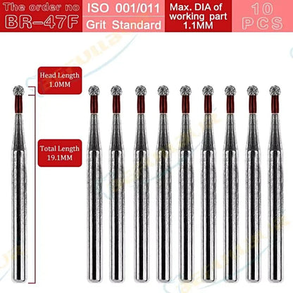 BR ( Ball Round ) Type 10PCS Dental Diamond Burs