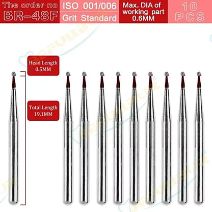 BR ( Ball Round ) Type 10PCS Dental Diamond Burs
