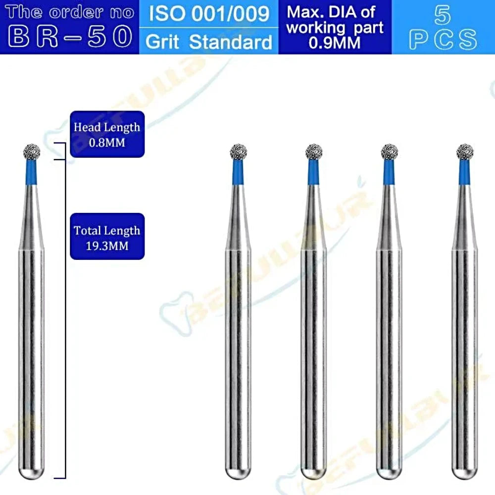 BR ( Ball Round ) Type 5PCS Dental Diamond Burs