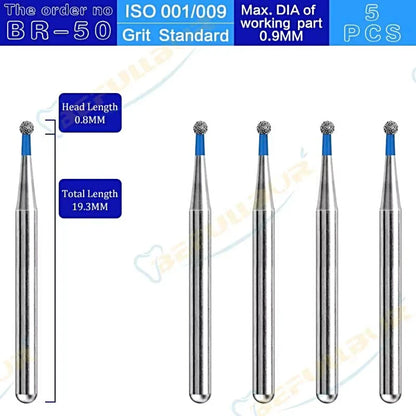 BR ( Ball Round ) Type 5PCS Dental Diamond Burs