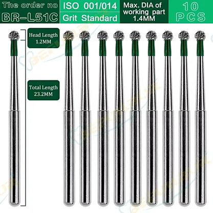 BR ( Ball Round ) Type 10PCS Dental Diamond Burs