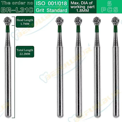 BR C & F ( Ball Round ) Type 5PCS Dental Diamond Burs