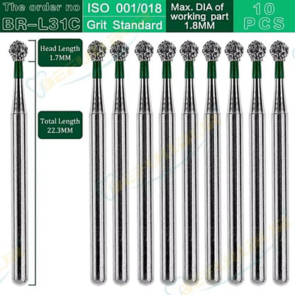 BR ( Ball Round ) Type 10PCS Dental Diamond Burs