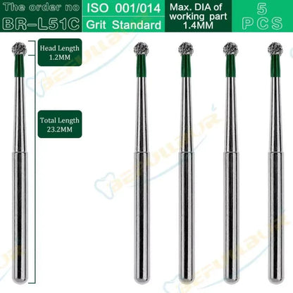BR C & F ( Ball Round ) Type 5PCS Dental Diamond Burs