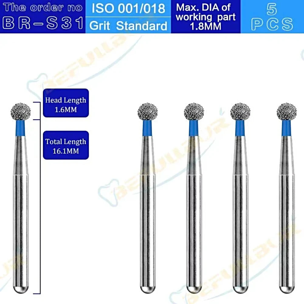 BR ( Ball Round ) Type 5PCS Dental Diamond Burs