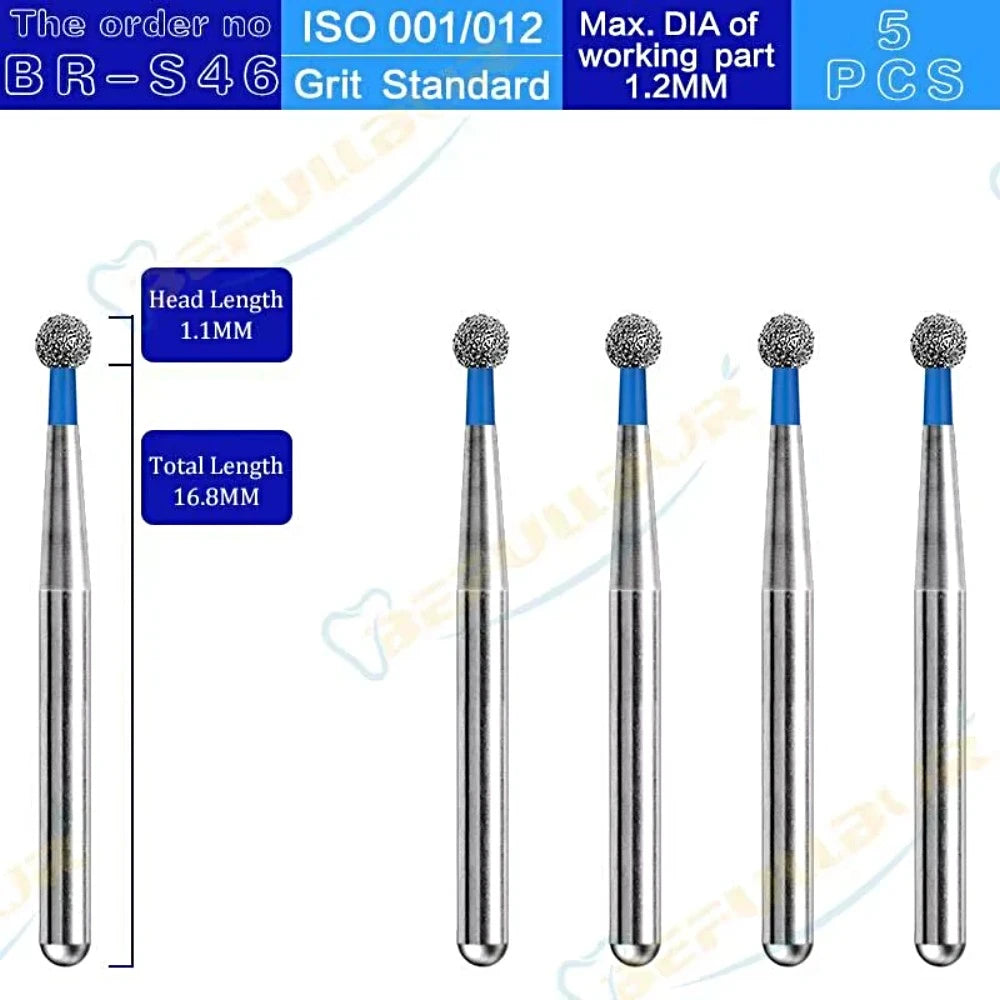 BR ( Ball Round ) Type 5PCS Dental Diamond Burs