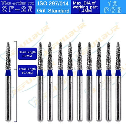 CF ( Chamfer ) Type 10PCS Dental Diamond Burs