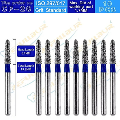 CF ( Chamfer ) Type 10PCS Dental Diamond Burs