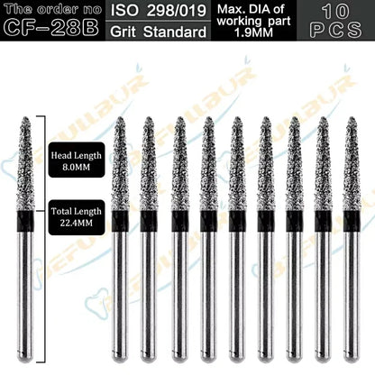 CF-B/C/EF ( Taper Flat End ) Type 10PCS Dental Diamond Burs