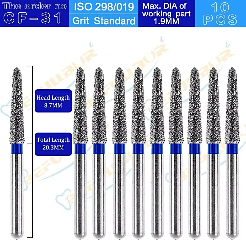CF ( Chamfer ) Type 10PCS Dental Diamond Burs
