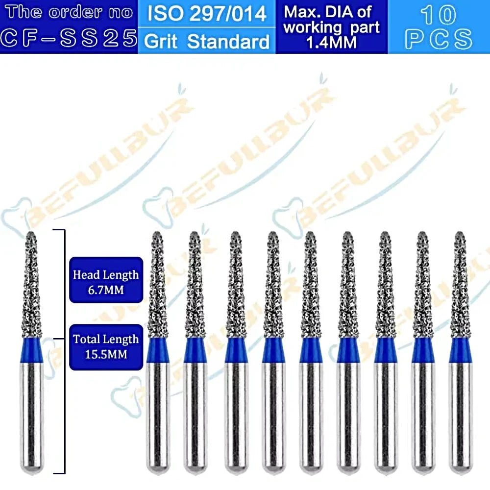 CF ( Chamfer ) Type 10PCS Dental Diamond Burs