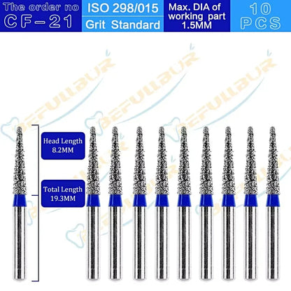 CF ( Chamfer ) Type 10PCS Dental Diamond Burs