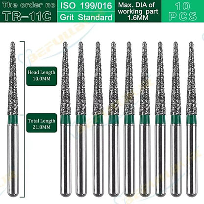 TR-C TC ( Taper Round End ) Type 10PCS Dental Diamond Burs