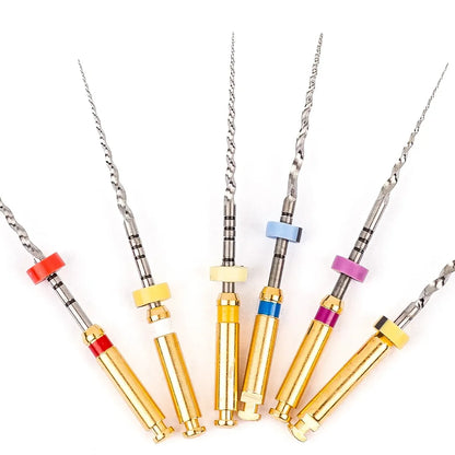 Endo Rotary Taper NiTi File, Silver, Gold and Blue 6pcs Pack