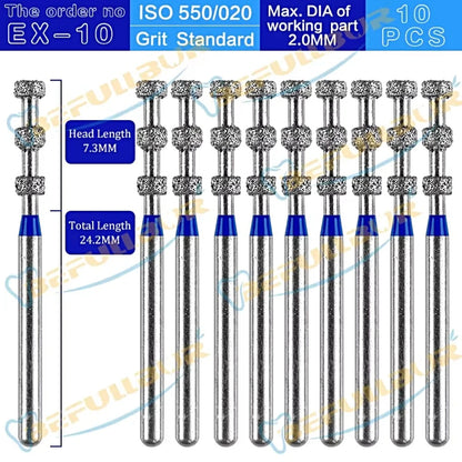 EX ( Special Extra Shape ) Type 10PCS Dental Diamond Burs