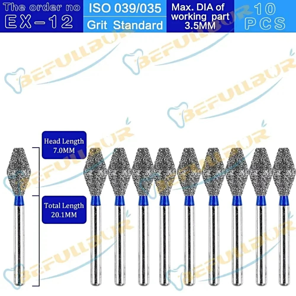 EX ( Special Extra Shape ) Type 10PCS Dental Diamond Burs
