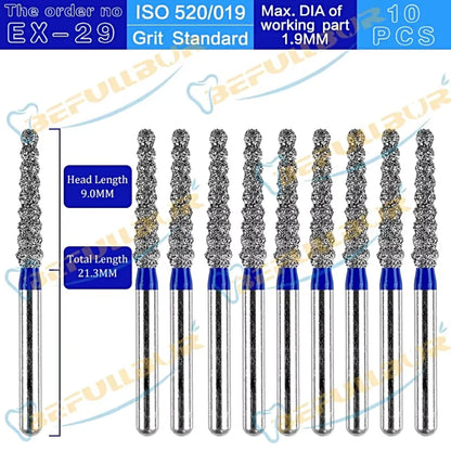 EX ( Special Extra Shape ) Type 10PCS Dental Diamond Burs