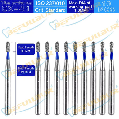 EX ( Special Extra Shape ) Type 10PCS Dental Diamond Burs