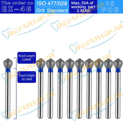 EX ( Special Extra Shape ) Type 10PCS Dental Diamond Burs