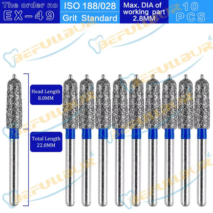 EX ( Special Extra Shape ) Type 10PCS Dental Diamond Burs