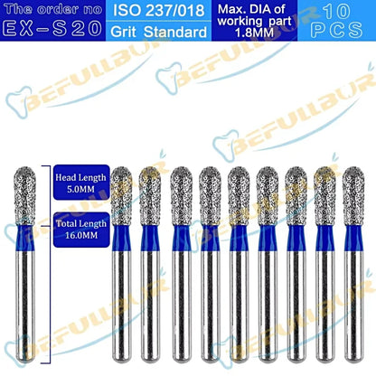 EX ( Special Extra Shape ) Type 10PCS Dental Diamond Burs
