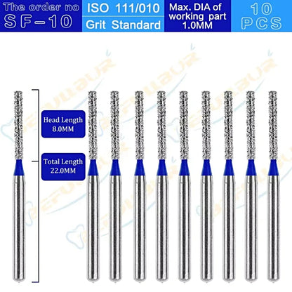 SF ( Straight Flat End ) Type 10PCS Dental Diamond Burs