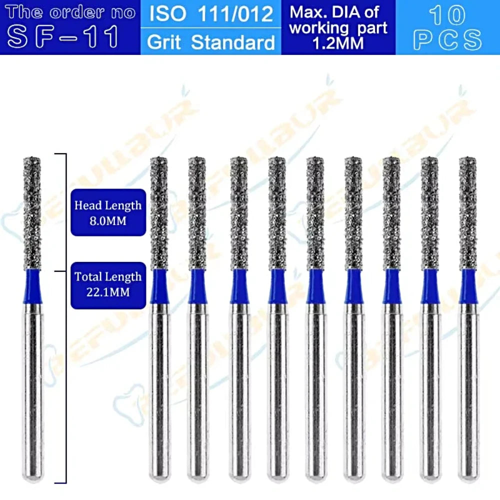 SF ( Straight Flat End ) Type 10PCS Dental Diamond Burs