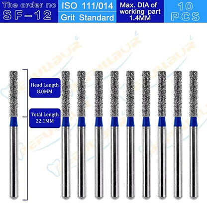SF ( Straight Flat End ) Type 10PCS Dental Diamond Burs