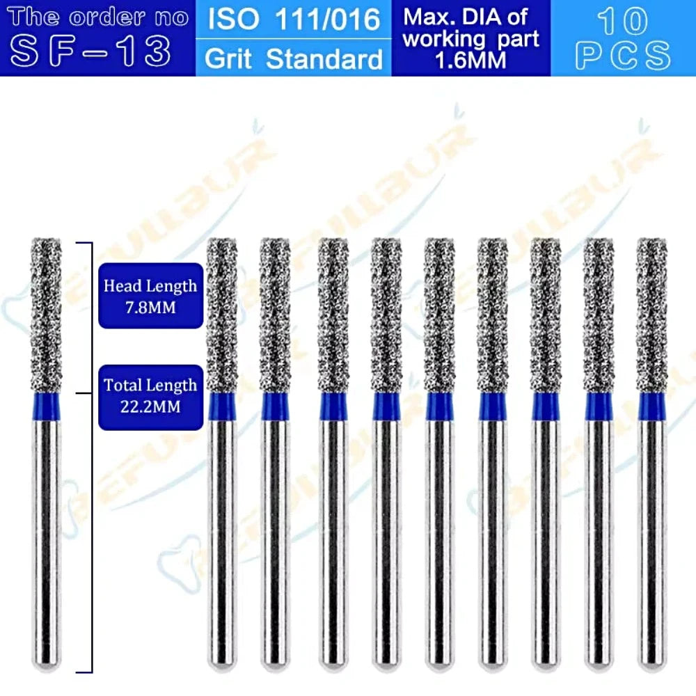SF ( Straight Flat End ) Type 10PCS Dental Diamond Burs