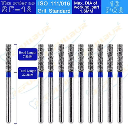 SF ( Straight Flat End ) Type 10PCS Dental Diamond Burs